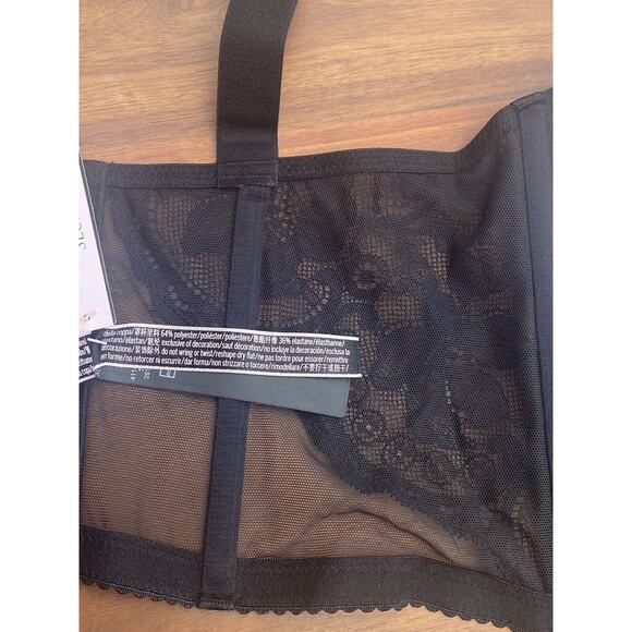 Victoria Secret Corset Bra Top 34B Very Sexy Push Up Black Lace Shine Strap - Picture 10 of 12